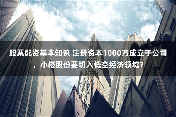 股票配资基本知识 注册资本1000万成立子公司，小崧股份要切入低空经济领域？